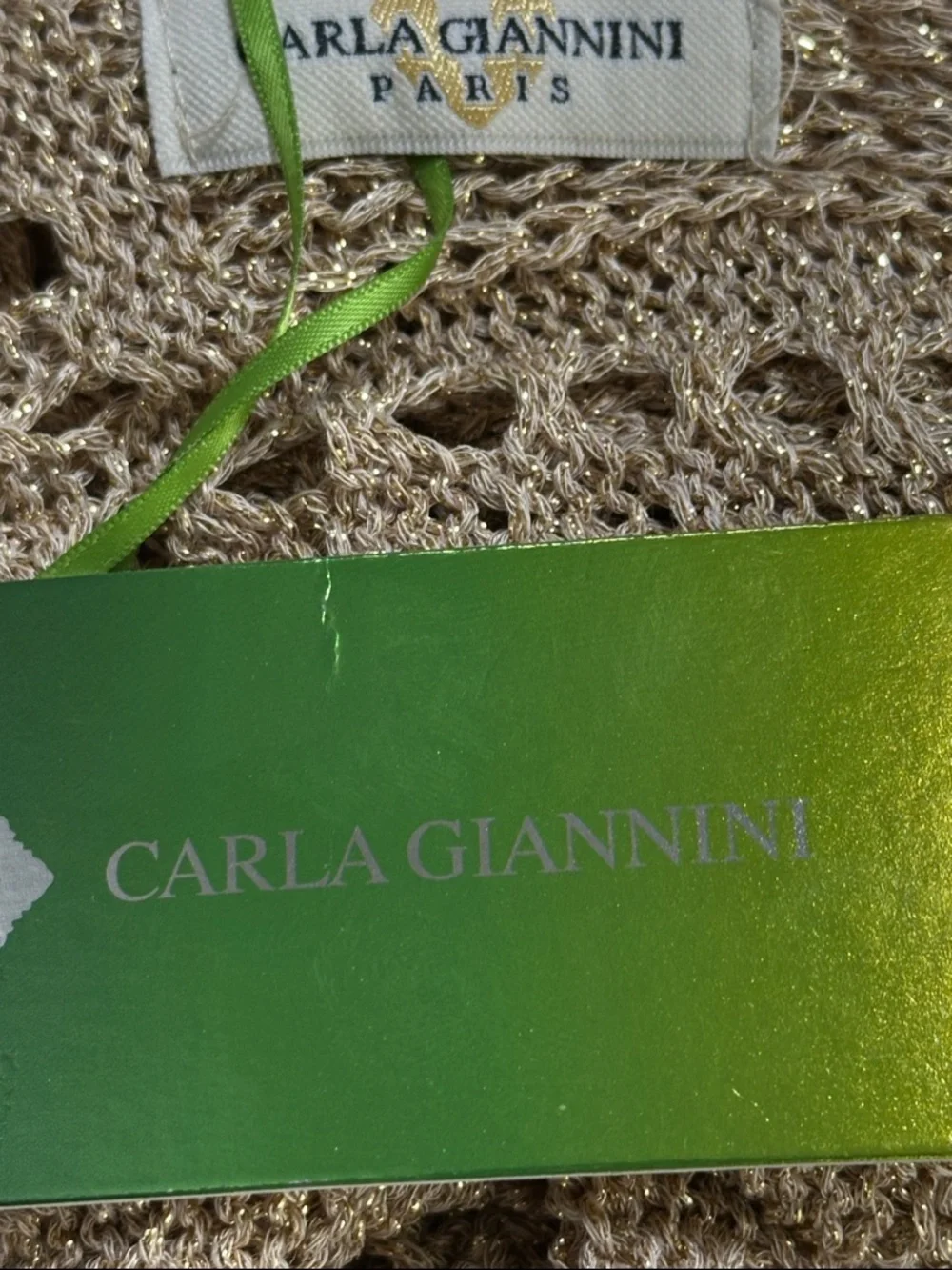 Carla Giannini Rare Crochet Knit Vintage Gold Metallic Cardigan NEW! - Picture 11 of 11